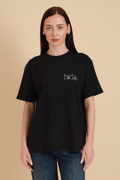 Unisex Oversized T-Shirt Cat Band Black