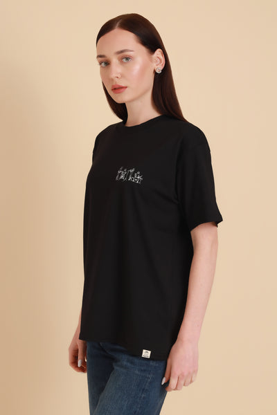 Unisex Oversized T-Shirt Cat Band Black