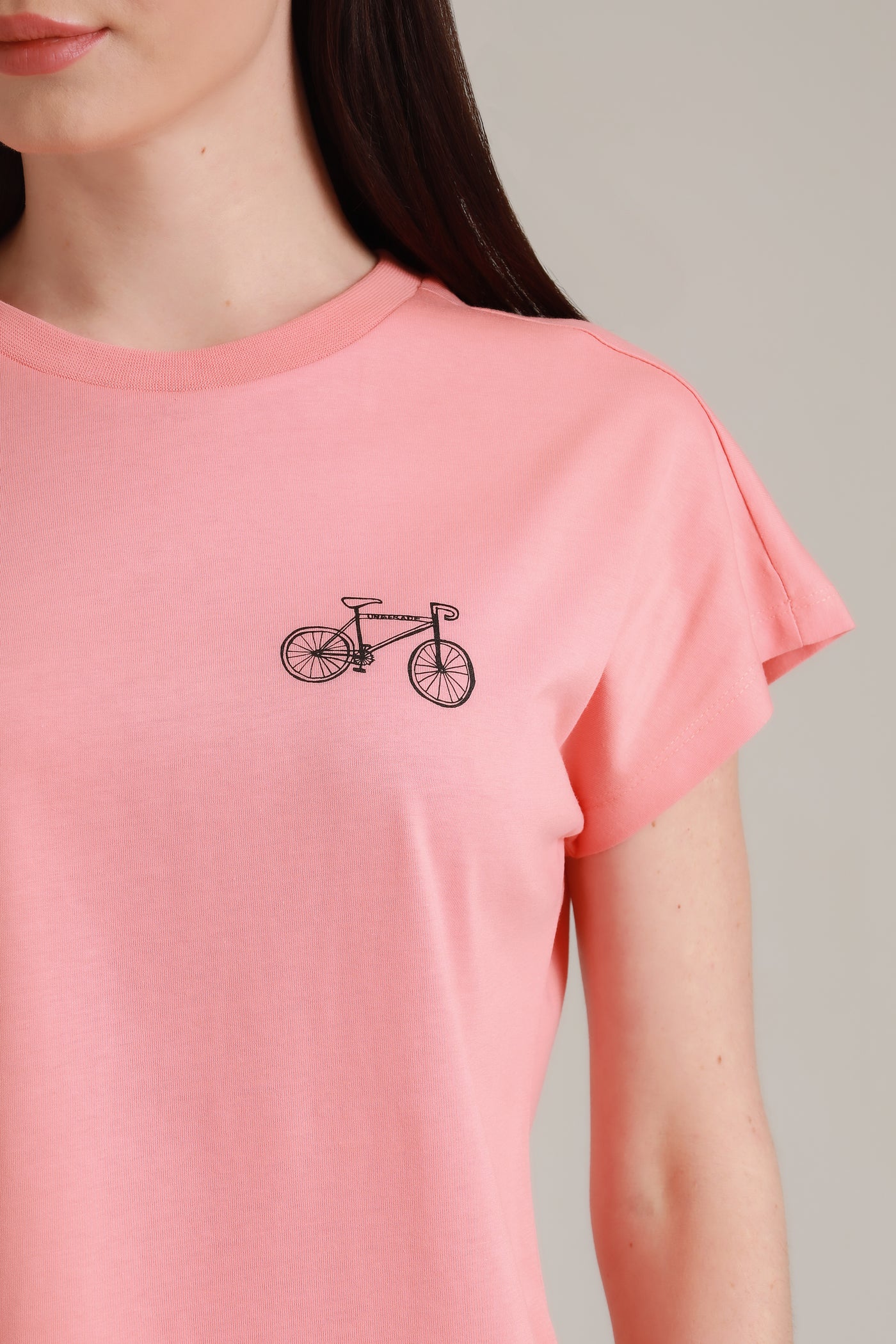 T-Shirt Women Short Sleeves Bike Burnt Coral