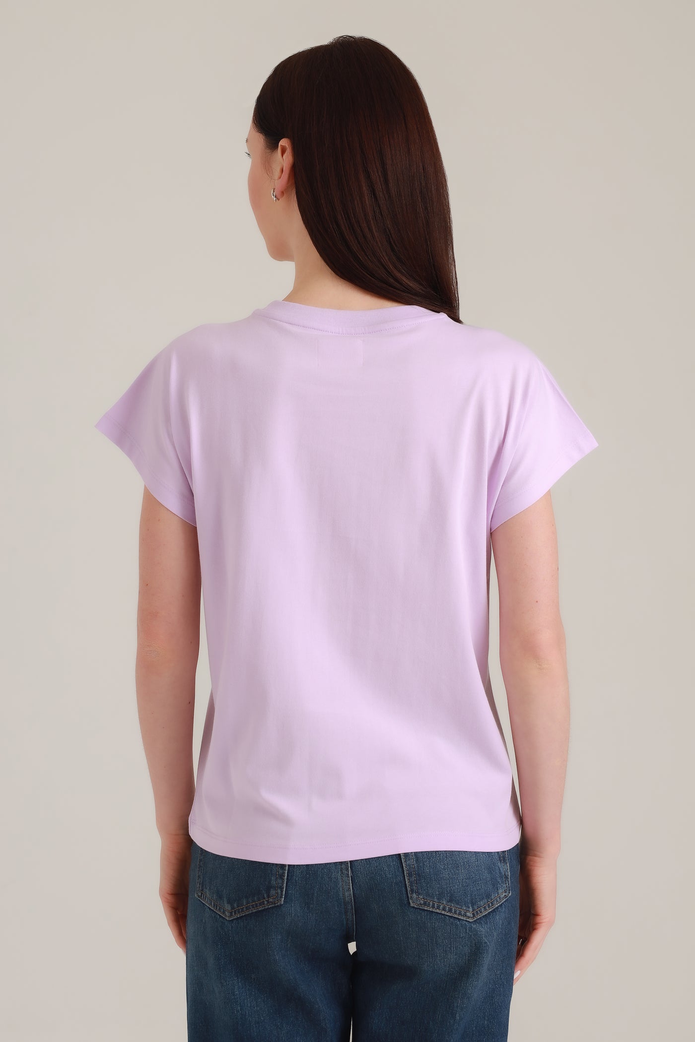 T-Shirt Women Short Sleeves Dog Band Lavender