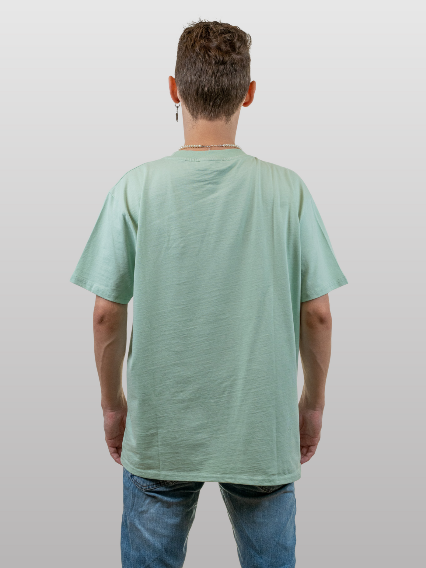 Unisex Oversized T-Shirt Cat Band Grayed Jade
