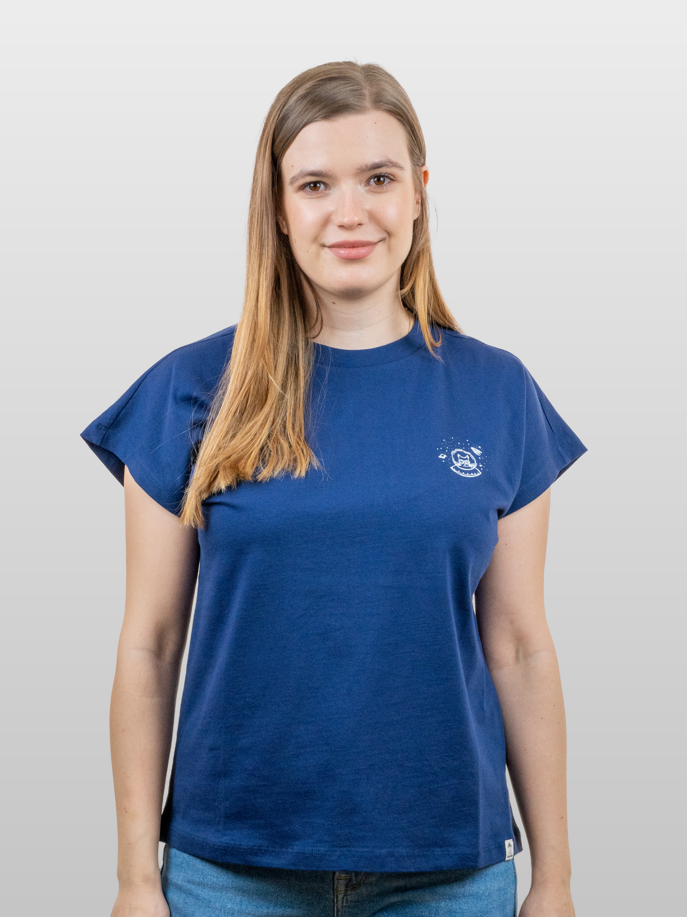 Women T-Shirt Short Sleeves Space Cat Ocean Cavern