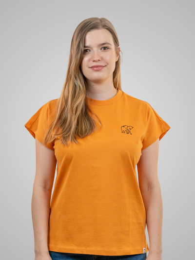Women T-Shirt Short Sleeves Elefant Peach Caramel