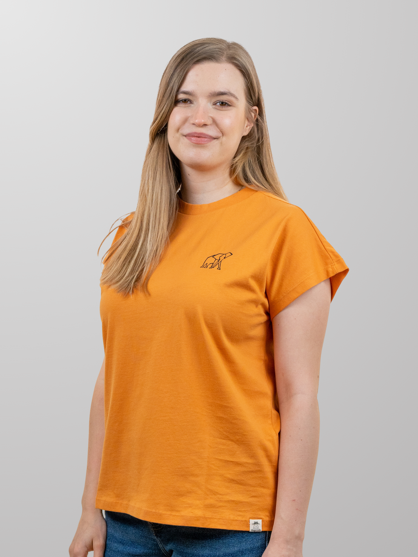 Women T-Shirt Short Sleeves Elefant Peach Caramel