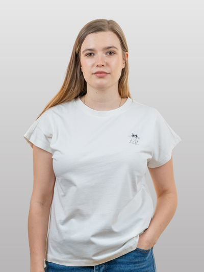 Women T-Shirt Short Sleeves Cool Cat White Alyssum