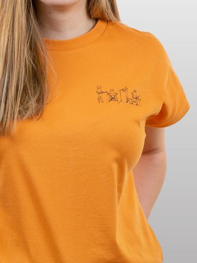 Women T-Shirt Short Sleeves Cat Band Peach Caramel
